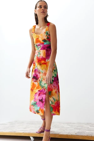 Trendyol Multi Color Floral Print A Form Woven Midi Dress