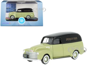 1950 Chevrolet Panel Van "Speciality Foods" Light Green and Black 1/87 (HO) Scale Diecast Model Car by Oxford Diecast