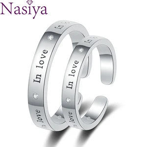 Couple Wedding Ring S925 Sterling Silver Love Ring For Women Men Gift Wedding A Pair Opening Adjustable Vintage Jewelry