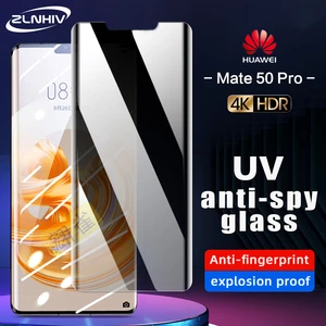 ZLNHIV 9D UV anti-spy Tempered Glass For Huawei mate 50 RS 40 30 pro plus 40E 30E Privacy phone screen protector protective film
