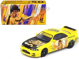 Nissan Skyline GT-R (R33) RHD (Right Hand Drive) Yellow with Black Hood "Bruce Lee Legacy 50 Year Anniversary" 1/64 Diecast Model Car by Inno Models