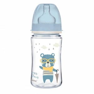 CANPOL BABIES Lahev se širokým hrdlem BONJOUR PARIS modrá 240 ml