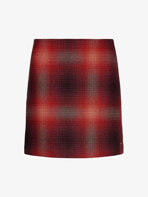 Červená dámska krátka sukňa s prímesou vlny Tommy Hilfiger Wool Shadow Check Short