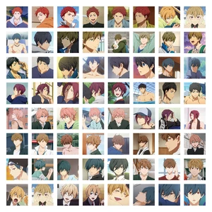 60Pcs Anime Free! Characters Nanase Haruka Tachibana Makoto Stickers Student Stationery Stickers Dormitory Bedroom Decoration