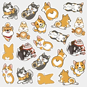 Cute Husky Corgi Pet Dog Decorative Washi Stickers Scrapbooking Stick Label Diary Stationery Album Stickers