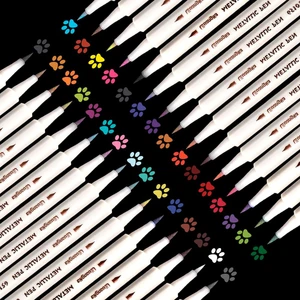 Metallic Marker Pens 15/20/30 Colors Acrylic Makers for Adult Coloring Books Art Rock Painting Card Making Metal and Ceramics