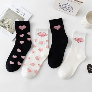 Women's Love Heart Lettered Socks Funny Hipster Street Sport Campus College Style Soft Causal Sokken Calcetines