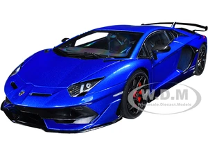 Lamborghini Aventador SVJ Blue Nethuns Metallic 1/18 Model Car by Autoart