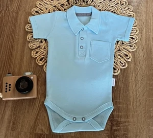Body polo kr. rukáv, bavlna Mamatti, Dino park - modré, vel. 68 (3-6m)