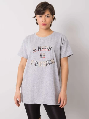Gray women's T-shirt with inscription