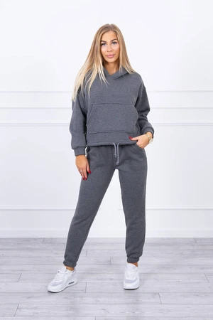 Insulated set with sweatshirt tied at the bottom with graphite