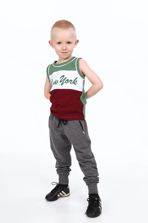 Boys' green T-shirt with straps