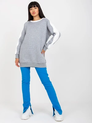 Basic grey-white sweatshirt tunic made of cotton RUE PARIS