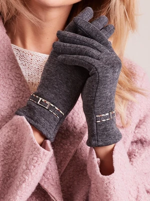 Women's gloves with dark grey buckle