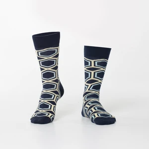 Men's socks with dark blue pattern