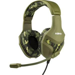 Konix PS-400 herný headset jack 3,5 mm káblový cez uši maskáčová zelená stereo