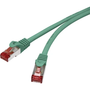 Renkforce RF-3432104 RJ45 sieťové káble, prepojovacie káble CAT 6 S/FTP 15.00 cm zelená s ochranou, pozlátené kontakty,