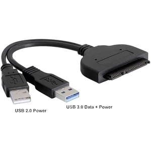 Delock pevný disk adaptér [1x USB 3.0 zástrčka A, USB 2.0 zástrčka A - 1x kombinovaná SATA zásuvka 15+7-pólová] 20.00 cm