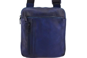 Kožená taška přes rameno crossbody - tmavě modrá