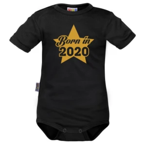 DEJNA Body krátký rukáv Born in 2020 - černé, vel. 62 (2-3m)