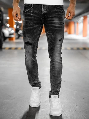 Czarne jeansowe spodnie męskie slim fit Denley 60027W0