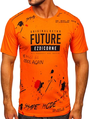 Oranžové pánské tričko s potiskem Bolf 14476