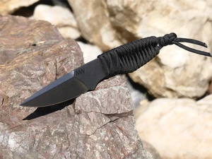 Nôž s pevnou čepeľou ANV® P100 - čierny (Farba: Čierna, Varianta: Sivá čepeľ – Stone Wash)