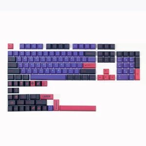 132 Keys Purple&Pink PBT Keycap Set Cherry Profile Five-Sided Sublimation Custom Keycaps for Mechanical Keyboards