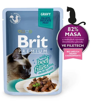 BRIT cat  kapsa  FILLETS šťava 85g - Hovězí - 85g / expirace 14.6.2024