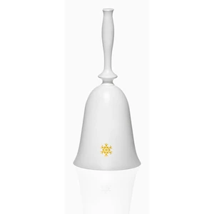 Biely sklenený vianočný zvonček Crystalex Nordic Vintage, výška 17,9 cm