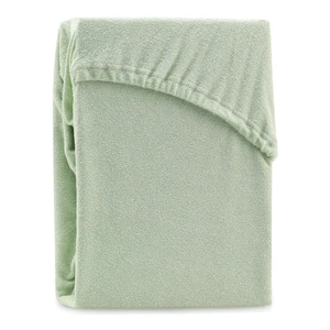 Zelená elastická elastická plachta na dvojlôžko AmeliaHome Ruby Olive Siesta, 220-240 x 220 cm