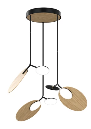 Závěsná lampa Ballon trojitá, více variant - TUNTO Model: zlatý rám / 24k zlato, bílý baldachýn, panel a baldachýn - bílá překližka