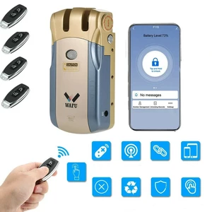 Wafu WF-010 Wifi Tuya APP Smart Lock Wireless Electronic Door Lock Phone Control Invisible Lock Remote Control Indoor To