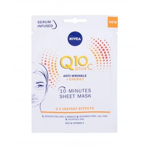 Nivea Q10 Plus C 10 Minutes Sheet Mask 1 ks pleťová maska pro ženy na všechny typy pleti; proti vráskám; výživa a regenerace pleti; na unavenou pleť