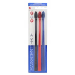 Swissdent Profi Colours Trio Soft-Medium 3 ks zubní kartáček unisex Black, Red, Blue