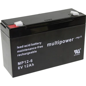 multipower PB-6-12-6,35 MP12-6 olovený akumulátor 6 V 12 Ah olovený so skleneným rúnom (š x v x h) 151 x 99 x 50 mm ploc