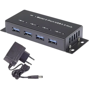 Renkforce  4 porty USB 3.0 hub kovový ukazovateľ, pre montáž na stenu čierna