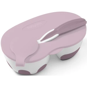 BabyOno Be Active Two-chamber Bowl with Spoon jídelní sada pro miminka Purple