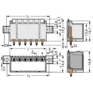 Konektor do DPS WAGO 2092-1402/005-000, 24.20 mm, pólů 2, rozteč 5 mm, 200 ks