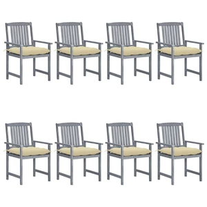 Garden Chairs with Cushions 8 pcs Solid Acacia Wood Gray