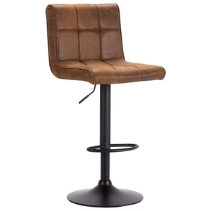 Bar Stool Brown Faux Suede Leather