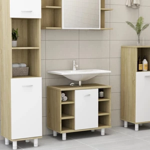 Bathroom Cabinet White and Sonoma Oak 23.6"x12.6"x21.1" Chipboard