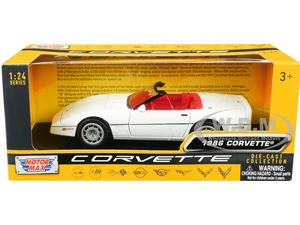 1986 Chevrolet Corvette C4 Convertible White with Red Interior "History of Corvette" Series 1/24 Diecast Model Car by Motormax