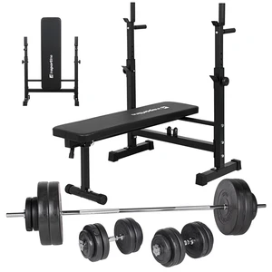 Nakládací činkový set s lavicí inSPORTline CEM 180+40 cm/30 mm 5-105kg