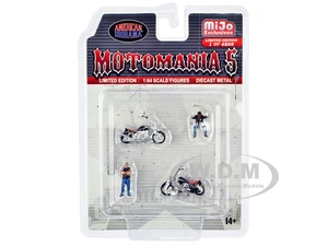 "Motomania 5" 4 piece Diecast Set (2 Figures and 2 Motorcycles) Limited Edition to 4800 pieces Worldwide for 1/64 Scale Models by American Diorama