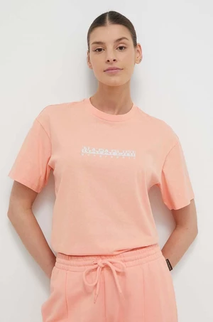 Bavlnené tričko Napapijri S-Box dámske, oranžová farba, NP0A4GDDP1I1