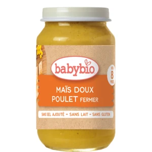 BABYBIO Sladká kukuřice s farmářským kuřecím masem BIO 8m+ 200 g