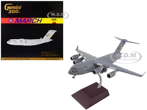 Boeing C-17 Globemaster III Transport Aircraft "March Air Force Base" United States Air Force "Gemini 200" Series 1/200 Diecast Model Airplane by Gem