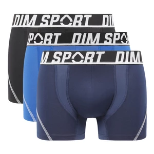 Sada tří pánských boxerek v černé a modré barvě DIM SPORT MICROFIBRE BOXER 3x