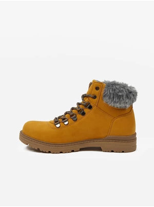 SAM73 Mustard Women's Faux Fur Ankle Boots SAM 73 Manta - Women